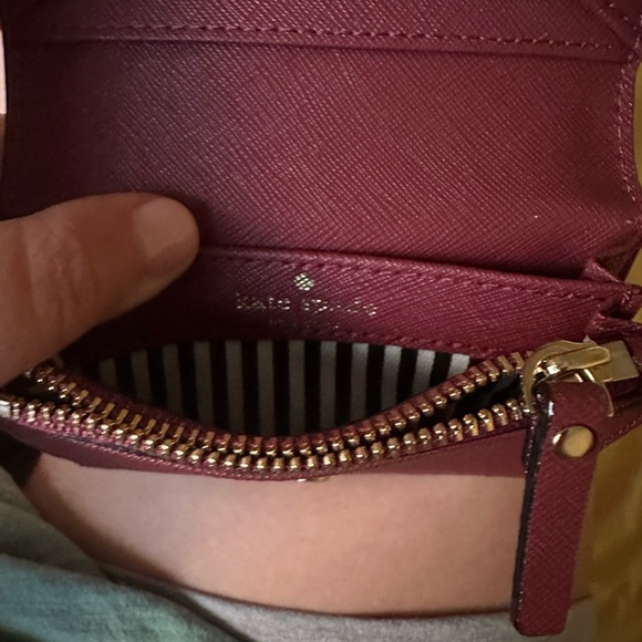 Kate Spade Deep Red Card Holder with Gold Logo - Picture 6 of 7